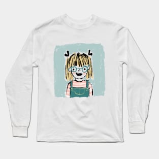 Blonde Girl with Glasses Long Sleeve T-Shirt